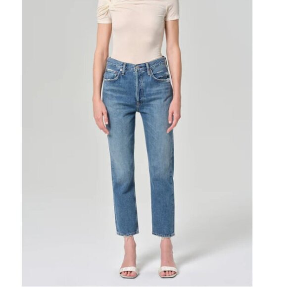 Agolde Riley High Rise Straight Crop Jeans in Frequency Size 29 - Picture 1 of 12